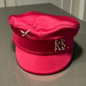 Ruslan Baginsky Pink Crystal-Embellished Satin Biker Boy Hat